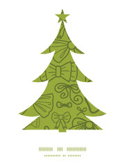 Vector green bows Christmas tree silhouette pattern frame card
