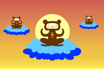 Bears are meditating in the clouds.