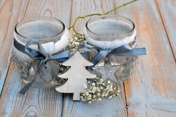 Tapeten Mooie grijs met witte kerstdecoratie © trinetuzun