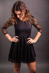 Pretty brunette in a dress