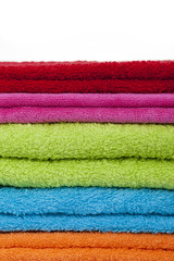 Stack of bath towels background