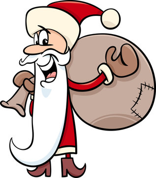 Santa With Sack Cartoon Illustration