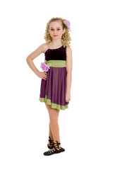 Irish Dancer Girl in Ghillies and Curly Wig