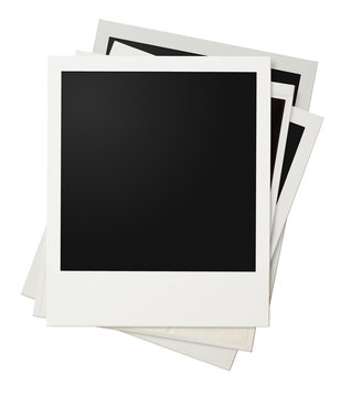 polaroid photo frames stack isolated