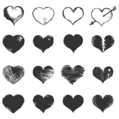 Vector Set of Sketch Hearts - obrazy, fototapety, plakaty