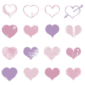 Vector Set of Sketch Hearts