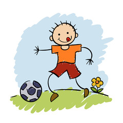 Boy playing soccer