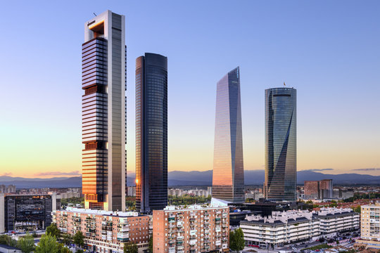 Madrid, Spain Financial District at Cuatro Torres