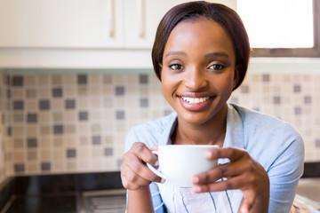 african girl drinking coffee