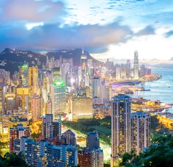 Tuinposter Skyline van Hong Kong © vichie81