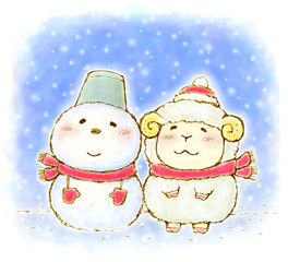 雪だるま　ひつじ