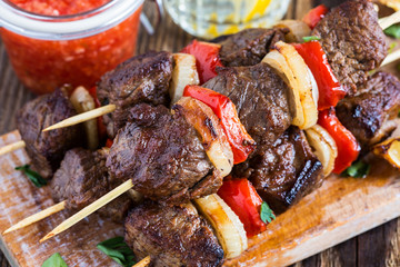 Grilled  beef shishkabab skewers