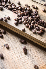 coffee beans on wooden background