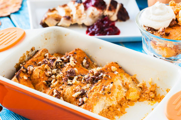 Pumpkin bread pudding