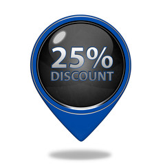 Discount 25 pointer icon on white background
