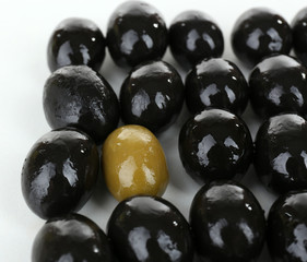 Individuality concept. Olive close-up