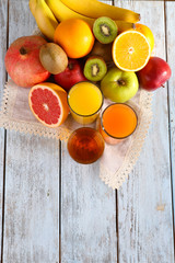 Fruit and vegetable juice and fresh fruits