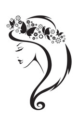 Black and white illustration of elegant woman. - 72291867