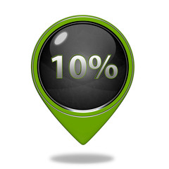 Ten percent pointer icon on white background