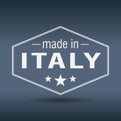 made in Italy hexagonal white vintage label