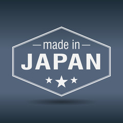 made in Japan hexagonal white vintage label