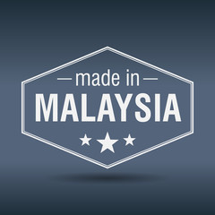 made in Malaysia hexagonal white vintage label