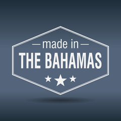 made in The Bahamas hexagonal white vintage label