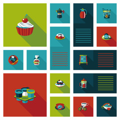 coffee flat ui background set, eps10