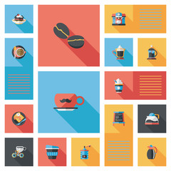 coffee flat ui background set, eps10