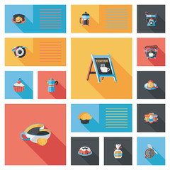 coffee flat ui background set, eps10