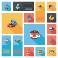 coffee flat ui background set, eps10