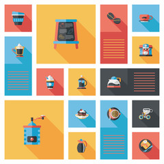 coffee flat ui background set, eps10