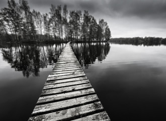 wooden path on a lake
