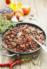 Meat stew with red beans and chili
