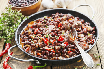 Meat stew with red beans and chili