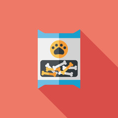 Pet dog food package flat icon with long shadow,eps10