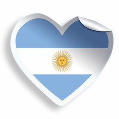 Heart sticker with flag of Argentina isolated on white