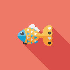 Pet fish flat icon with long shadow,eps10