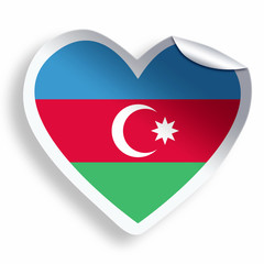 Heart sticker with flag of Azerbaijan isolated on white