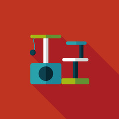 Pet cat tree flat icon with long shadow,eps10