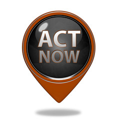 Act now pointer icon on white background