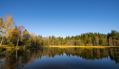 autumn landscape - lake and autumnal forest