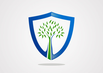 shield tree symbol protect vector logo template icon - 72297030