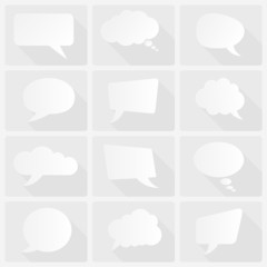 Speech bubbles in flat style with long shadows.