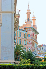 The facade of the former Alhambra Hotel, Boulevard de Cimiez, Nice, France