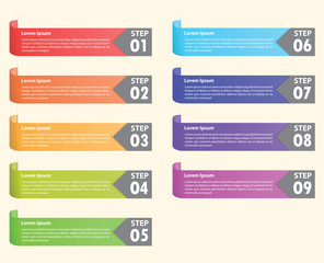 Set of colorful bookmarks, Infographics background