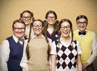 Fotobehang Portrait of small group of nerds © nenadaksic