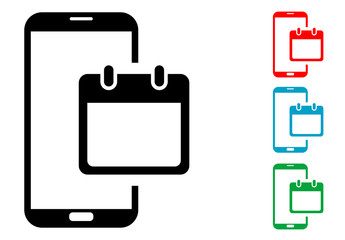Pictograma calendario smartphone con varios colores