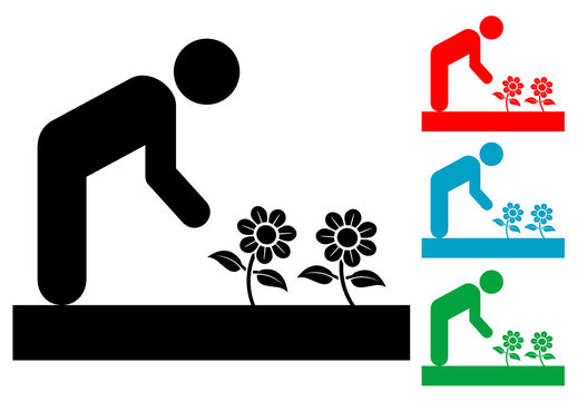 Pictograma jardinero con varios colores