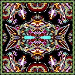 Plexiglas foto achterwand Traditional ornamental floral paisley bandanna. Square ornament © Kara-Kotsya